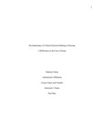 The Importance of Clinical Decision-Making in Nursing:  A Reflection on the Case of Susan