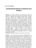 ENTREPRENEURSHIP IN PERSPECTIVE SHARIA