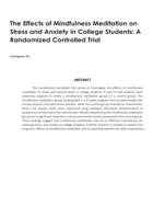 Research Paper entitled "The Effects of Mindfulness Meditation on Stress and Anxiety in College Students: