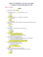 HESI A2 EXAM QUESTION &ANSWERS