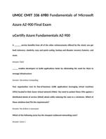 UMGC CMIT 336 6980 Fundamentals of Microsoft Azure AZ-900 Final Exam uCertify Azure Fundamentals AZ-900