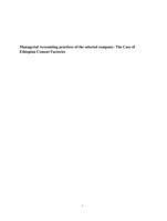 Managerial Accounting practices of the selected company: The Case of Ethiopian Cement Factories