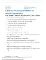 6.06 Complete Sentences (30 Points)