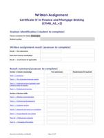 Written Assignment Certificate IV in Finance and Mortgage Broking (CFMB_AS_v2)