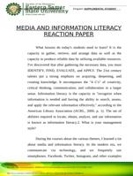 MEDIA AND INFORMATION LITERACY REACTION PAPER