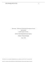 EAD 523 Week 5 assignment Benchmark Reflection of Professional Development Session