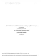 EAD 523 Week 3 Clinical Field Experience C: Professional Development for Improving Teaching Strategies