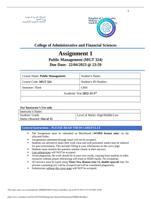 Assignment 1 Public Management (MGT 324) -College of Administrative and Financial Sciences