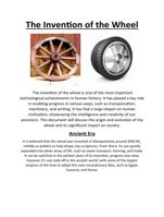 Invention of the Wheel and How it changed History