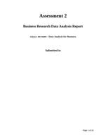 BEO6000 Assessment 2 Business Research Data Analysis Report