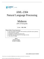 AML-2304 Natural Language Processing Midterm(20% of Final grade)