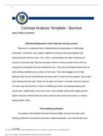 nr 505 Concept Analysis Template - Burnout