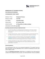 CW ACC7032 Assessment COURSEWORK  Answers - BIRMINGHAM CITY BUSINESS SCHOOL