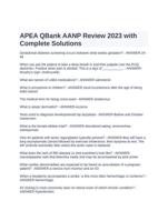 APEA Q Bank AANP Review 2023 with Complete Solutions