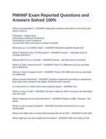 PMHNP Exam Reported Questions and Answers Solved 100%