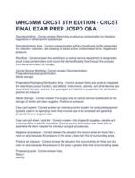 IAHCSMM CRCST 8TH EDITION - CRCSTFINAL EXAM PREP JCSPD Q&A (100% Verified)