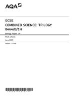 GCSE COMBINED SCIENCE: TRILOGY 8464/B/1H Biology Paper 1 HMark scheme June 2019