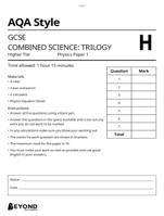 AQA GCSE Combined Science Physics Paper 1 Higher Question Paper