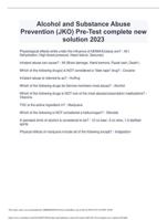 Alcohol and Substance Abuse Prevention (JKO) Pre-Test complete new solution 2023