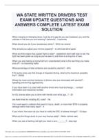 WA STATE WRITTEN DRIVERS TEST EXAM UPDATE QUESTIONS AND ANSWERS COMPLETE LATEST EXAMSOLUTION