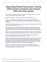 Equal Opportunity Policy Basic Training(JKO) practice questions and answers 2023 new exam update