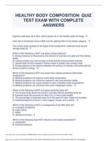 HEALTHY BODY COMPOSITION: QUIZ TEST EXAM WITH COMPLETE ANSWERS