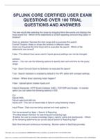 SPLUNK CORE CERTIFIED USER EXAMQUESTIONS OVER 100 TRIALQUESTIONS AND ANSWERS