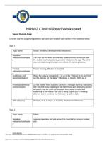 NR602 Clinical Pearl Worksheet - (2023) Chamberlain College of Nursing