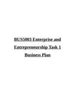 BUS5003 Enterprise and Entrepreneurship Task 1 Business Plan