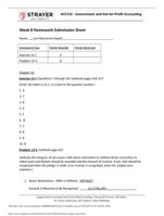 ACC410 - Government and Not-for-Profit Accounting Week 8 Homework Submission Sheet