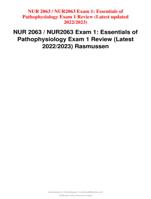 NUR 2063 / NUR2063 Exam 1: Essentials of Pathophysiology Exam 1 Review (Latest updated 2022/2023)