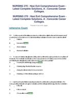 NURSING 270 : Hesi Exit Comprehensive Exam - Latest Complete Solutions, A ; Concorde Career Colleges