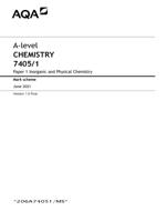 A-level CHEMISTRY 7405/1 Paper 1 Inorganic and Physical Chemistry Mark scheme June 2021 Version: 1.0 Final