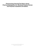 Pharmacology Nursing|Test Bank Lehnes Pharmacotherapeutics for Advanced Practice Nursesand Physician Assistants 2nd Edition