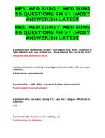 HESI MED SURG / MED SURG55 QUESTIONS RN V1 (100% Correct Answers) LATEST