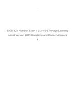 BIOD 121 Nutrition Exam 1 2 3 4 5 6 Portage Learning Latest Version 2023 Questions and Correct Answers