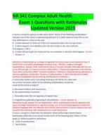 NR 341 Complex Adult Health Exam 1 Questions with Rationales Updated Version 2023