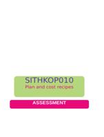 SITHKOP010 Plan and cost recipes ASSESSMENT