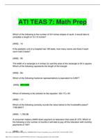 ATI TEAS 7 Math Prep questions and answers | LATEST