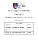 KAMPUS SEGAMAT STA104 INTRODUCTION TO STATISTICS PROJECT REPORT