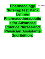 Pharmacology Nursing|Test Bank Lehnes Pharmacotherapeutic s for Advanced Practice Nurses and Physician Assistants 2nd Edition