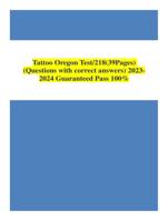 Tattoo Oregon Test/218(39Pages) (Questions with correct answers) 2023- 2024 Guaranteed Pass 100%