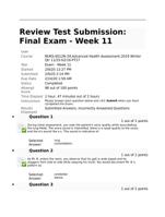 NURS-6512N-34 Final Exam - Week 11 Advanced Health Assessment Review Test Submission: Final Exam - Week 11