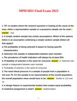 MPH 6011 Final Exam 2023 Questions and Answers