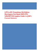 Test Bank for LPN to RN Transitions 5th Edition Harrington - ISBN:978- 1496382733|Complete Guide A+|100% Correct Answers