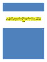 Certified Psychiatric Rehabilitation Practitioner (CPRP) 2023 Exam Prep (Answered) verified by expert GRADED A++