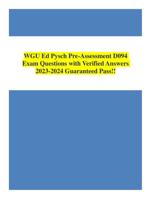 WGU Ed Pysch Pre-Assessment D094 Exam Questions with Verified Answers 2023-2024 Guaranteed Pass!!