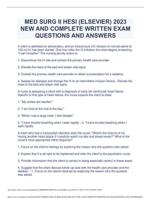 MED SURG II HESI (ELSEVIER) 2023 NEW AND COMPLETE WRITTEN EXAM QUESTIONS AND ANSWERS