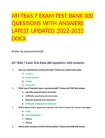 ATI TEAS 7 EXAM TEST BANK 300 QUESTIONS WITH ANSWERS LATEST UPDATED 2022-2023