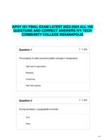 APHY 101 FINAL EXAM LATEST 2023-2024 ALL 100 QUESTIONS AND CORRECT ANSWERS IVY TECH COMMUNITY COLLEGE INDIANAPOLIS